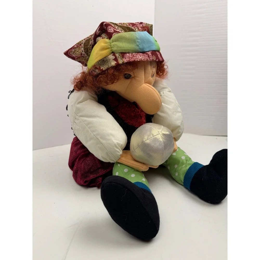 Folkmanis Fortune Teller Puppet Gypsy Witch Crystal Ball Plush‎ Red Hair 13
